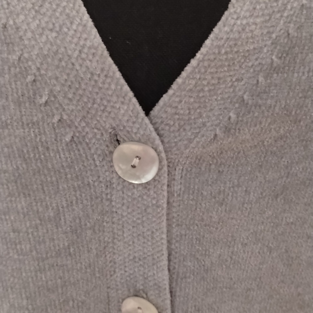 NWT Wynne Lounge gray velour button down cardigan Sz PL - Picture 4 of 12